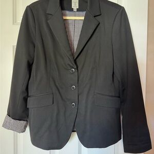 Tristan Black Women's Blazer with Checkered Lining